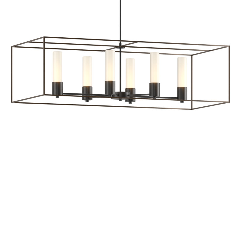 Portico 6 - Light Kitchen Island Linear Pendant, Opal, Black, Soft Gold