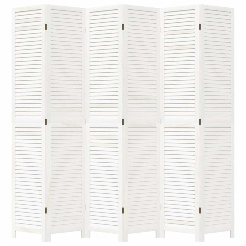 Trista Solid Wood Accent Room Divider, White, 200cm H x 180cm W, 6 Panels