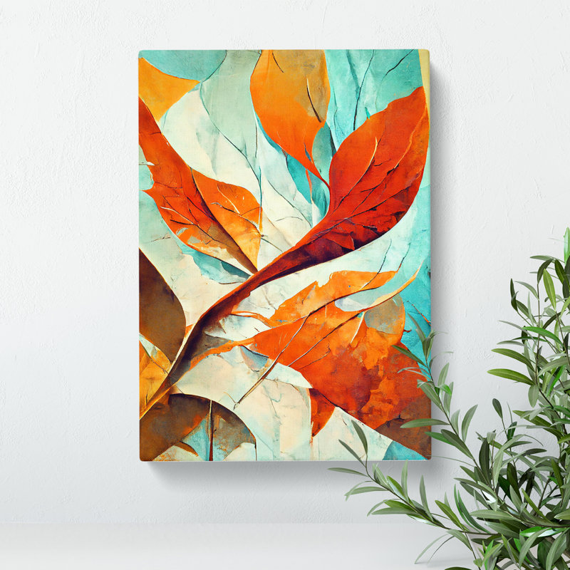 Abstract Leaf Art No.3 - Wall Art, Wrapped Canvas, 76cm H x 50cm W, White