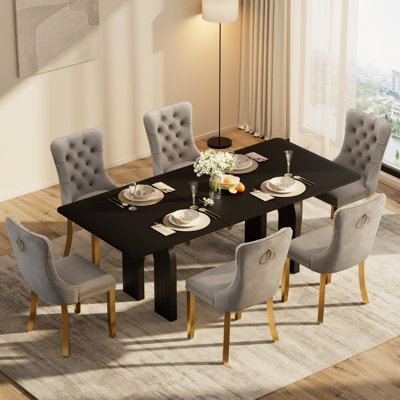 Ensemble de table de salle à manger ronde et transparente avec chaises capitonnées, ensemble de table de salle à manger moderne Mid-Century pour coin-repas de cuisine
