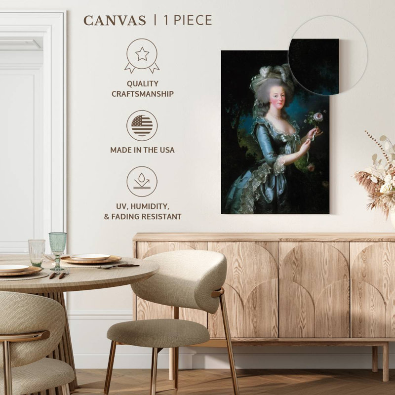 Marie-Antoinette avec la rose, H 24 po x l 16 po