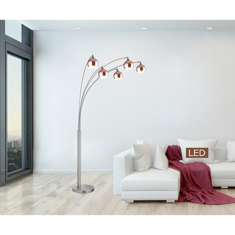 Strano 86'' Tree Floor Lamp, Rose Copper, Rose Copper & Jet Black/Gun Metal