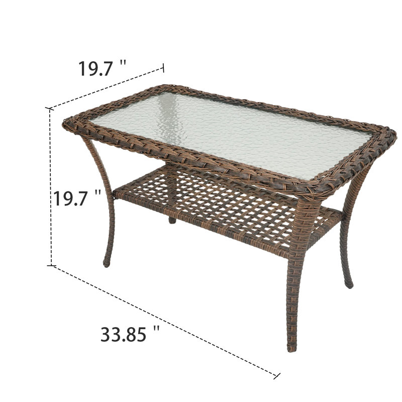 Table basse d'extérieur en osier PE 19,7 po Gaetanino, Brun