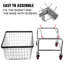 Chariot à linge en fil métallique, panier à linge en fil métallique de 2,5 boisseaux avec roulettes, chariot à linge métallique commercial de 21 po x 27 po x 27,5 po, cadre en acier avec finition chromée, roulettes de 4 pouces, chariot à panier en métal pour la lessive