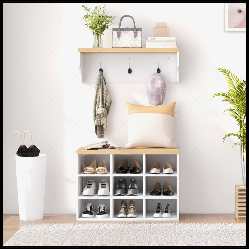 2-In-1 Coat Rack Shoe Bench Set