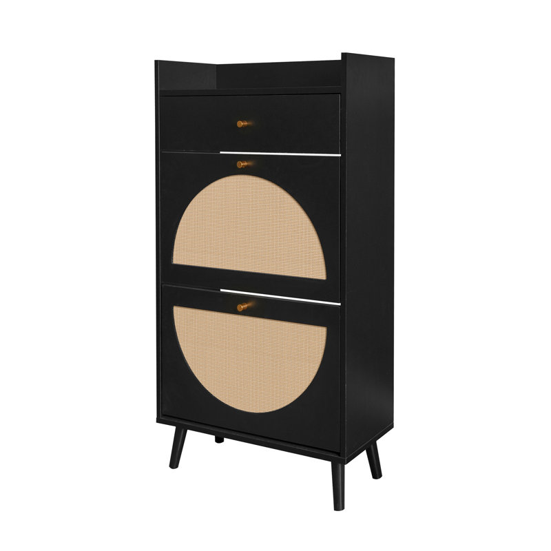 Armoire de rangement moderne à 2 niveaux avec tiroirs rabattables, organisateur de chaussures autoportant pour 5 à 8 paires