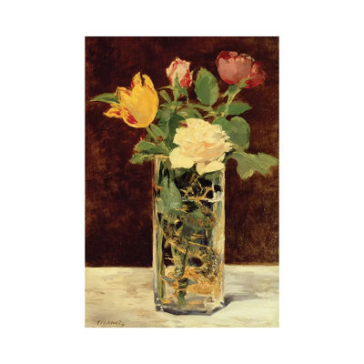 Roses And Tulips In A Vase, 1883 by Edouard Manet - Wrapped Canvas Painting