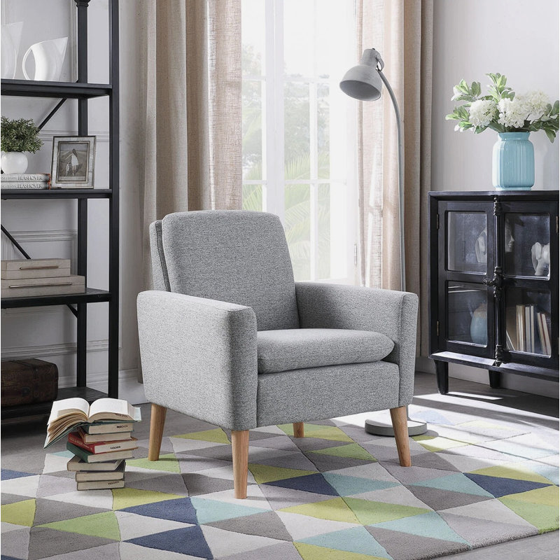 Cristyle 29'' Wide Upholstered Arm Accent Chair, Gray Linen