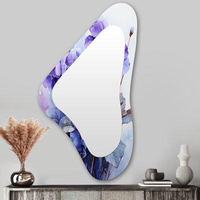 Lavender Mystery Blooms - Violets 3D Shapes Irregular Traditional Large Wall Mirror