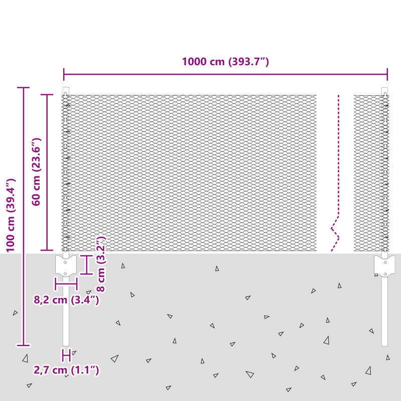 vidaXL Fence with Post Segment Outdoor Barrier Garden Terrace Divider Boundary, Grey