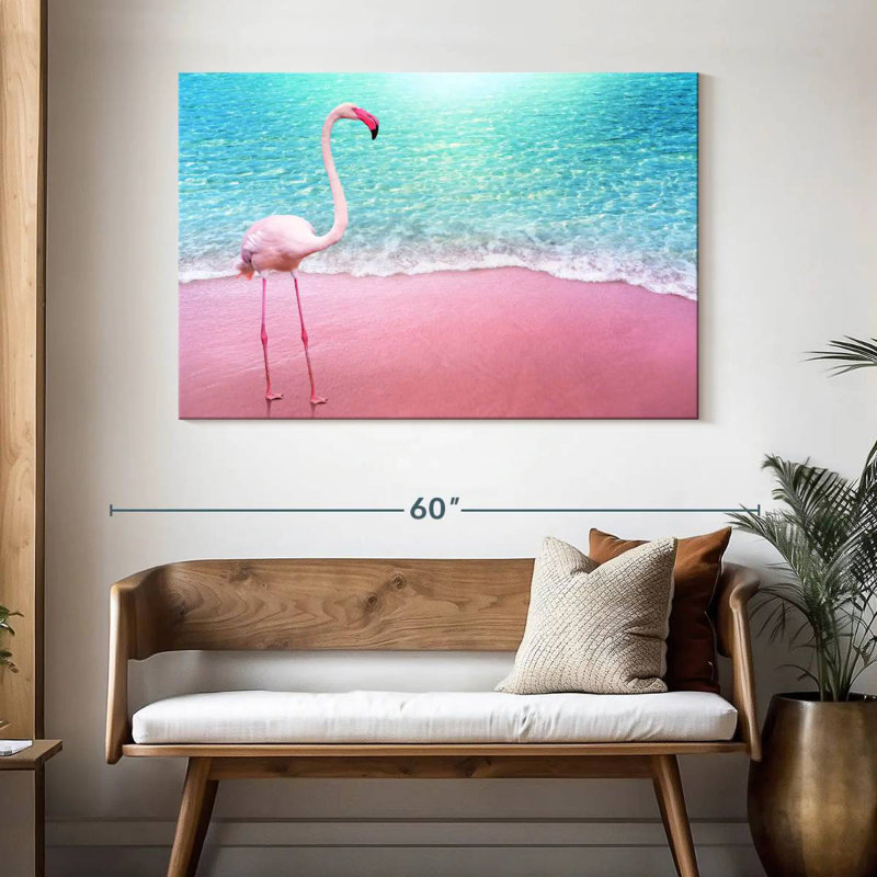 Flamant rose plage Brampt, H 32 po x l 48 po