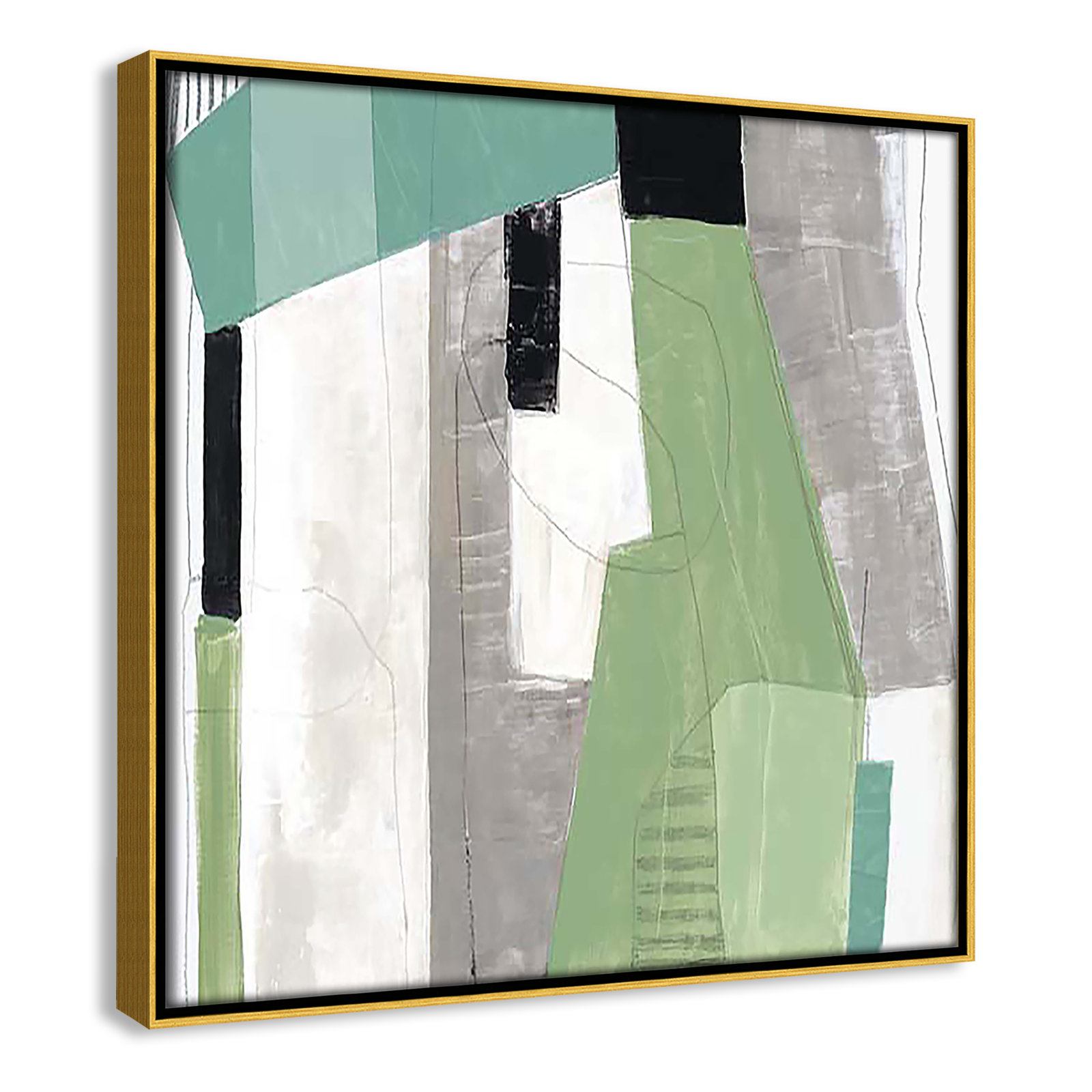 Evergreen Essence I by Tom Reeves, Gold Floater Framed, 13.5" H x 13.5" W x 2" D