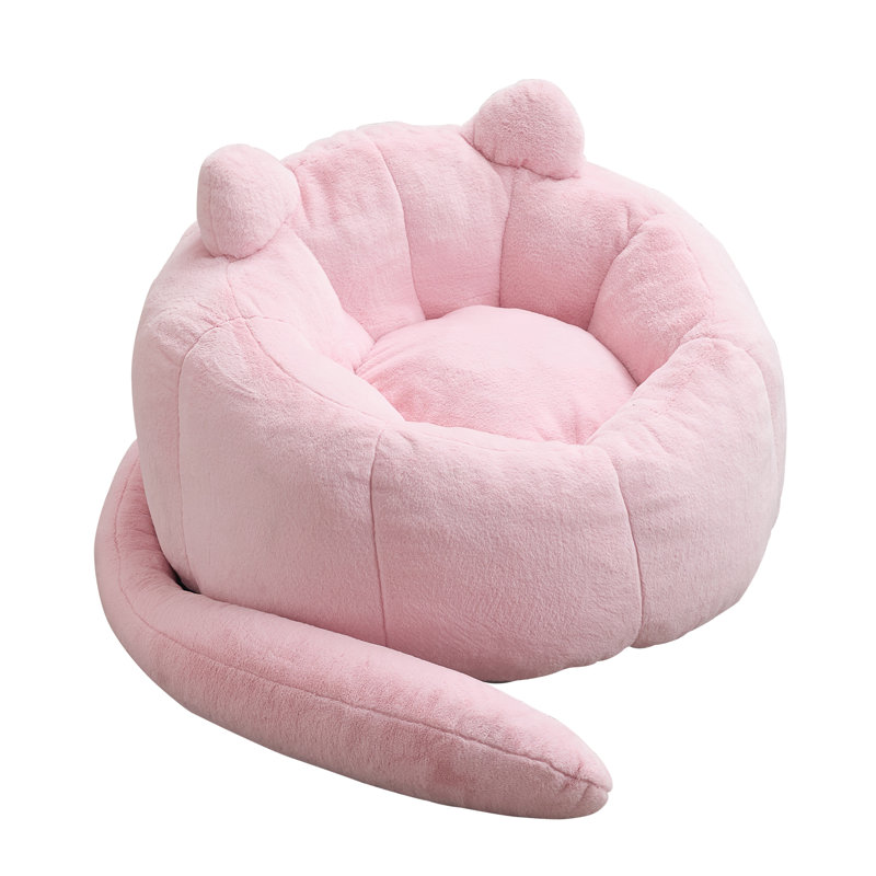 Comfy Bean Bags, Faux Fur 44.1 In Pink Modern Chair For Home Bedroom