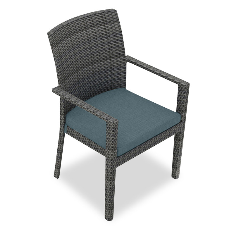 District Outdoor Dining Armchair, Cast Lagoon Sunbrella® Plainweave