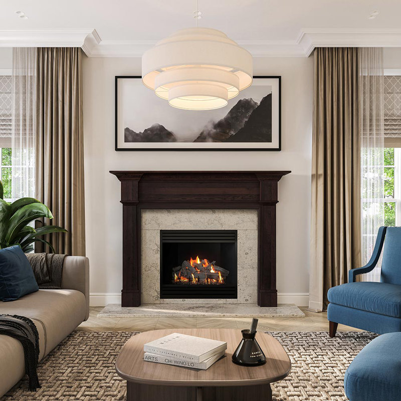 Grant Traditional Wood Fireplace Mantel Surround Kit Includes Wooden Mantel Surround & Shelf, Ginger Stain, 80"