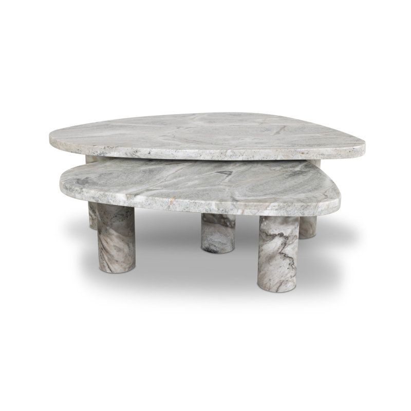 Zion Coffee Table Set - Merlot Marble, Sage Onyx