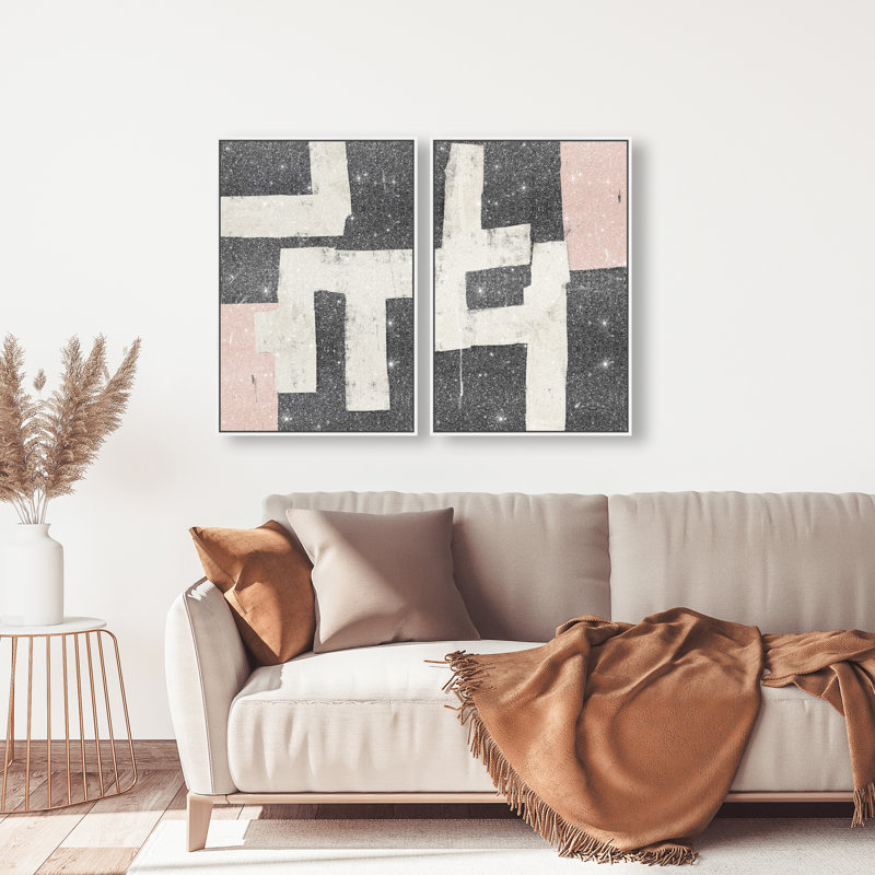 Placed Together Set Set by Oliver Gal, 21"H x 31"W, White Floater Frame