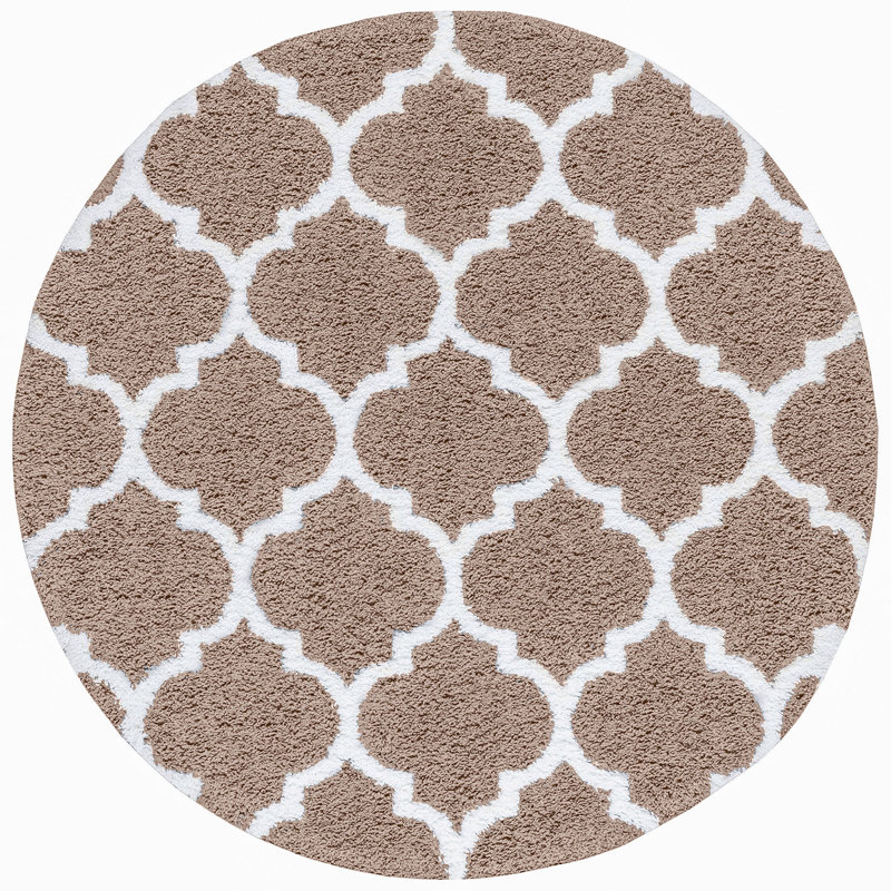 Jasmyn Performance Tan/White Shag Rug, Round 5'3"