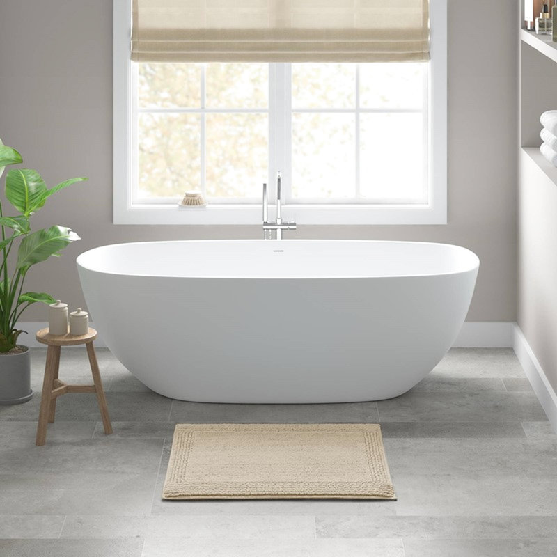 Tapis de bain réversible naturel 17 x 24 po, 3000 g/m², 100 % coton, confortable et antidérapant, à poils moyens de 0,5 po.