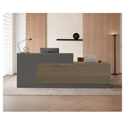 Bureau de réception en L de 79 pouces avec comptoir et rangement verrouillable