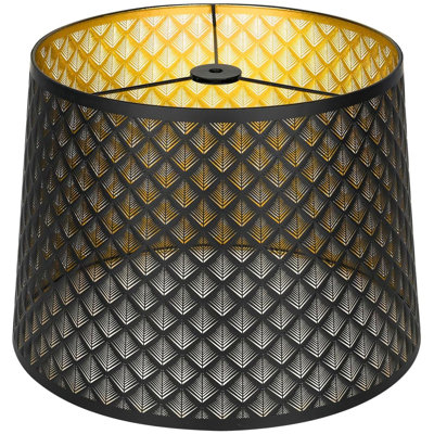  Abat-jour tambour 1 pièce 10 po en haut x 12 po en bas x 8 po de haut (araignée) remplacement de l'abat-jour pour lampes de table et lampe sur pied Abat-jour moderne, abat-jour noir et or avec motif de flèche