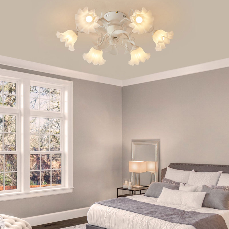 Ventilateur de plafond 32 po avec lumière et télécommande, Blanc
