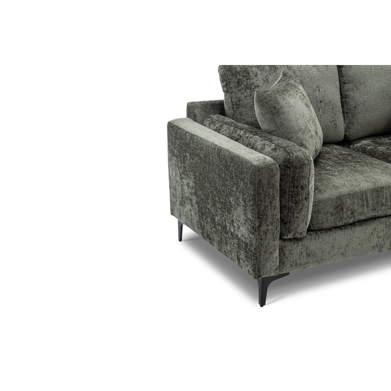 Tasley 2 Seater Chenille Sofa, Green, 2