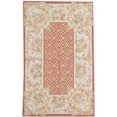 Hand-Knotted High-Quality Rust and Beige Area Rug