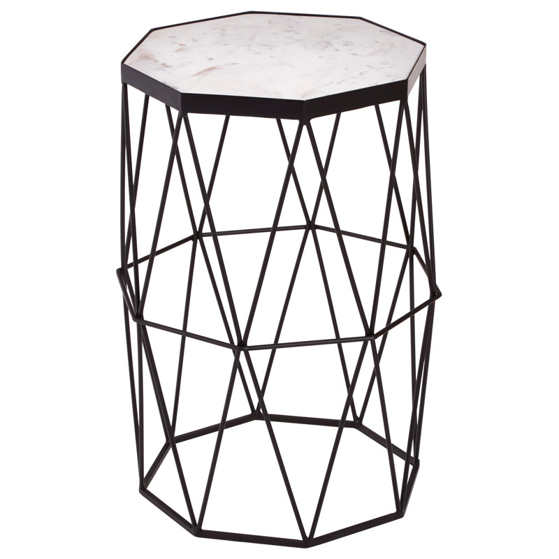 Octagonal Black Finish Side Table