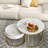 Round Nesting Coffee Table Set Of 2, Modern Side End Tables With Marble Pattern And Metal Frame, Modern Coffee Table With Hidden Compartment For Living Room, Apartment, Office-109723231