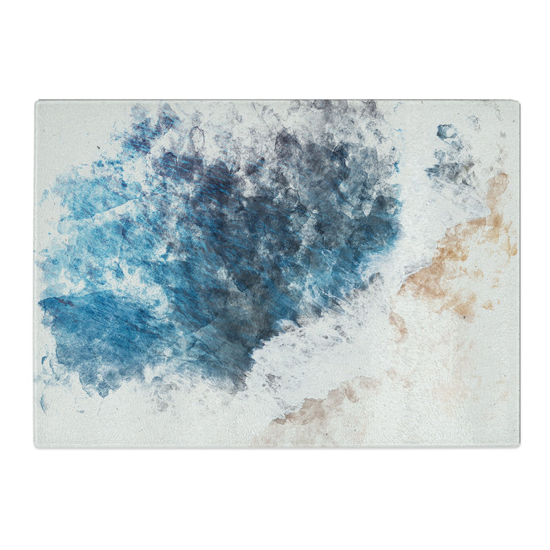 Tempered Glass Waves on the Beach in Bali Watercolour Chopping Board, 28.5 cm x 39 cm