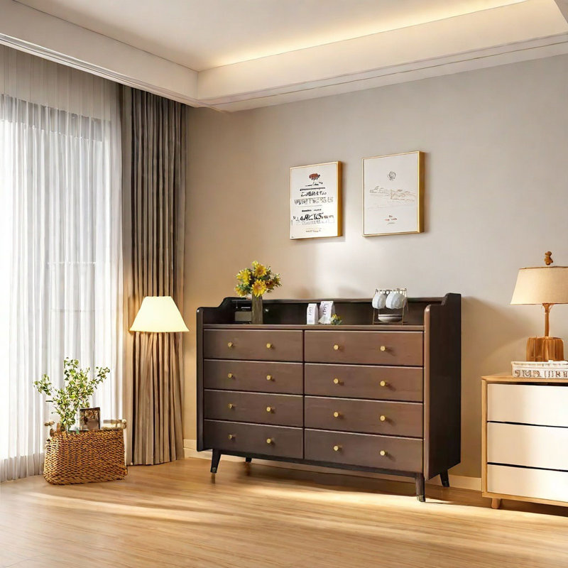 Armoire d'appoint simple de style nordique rétro, Brun foncé