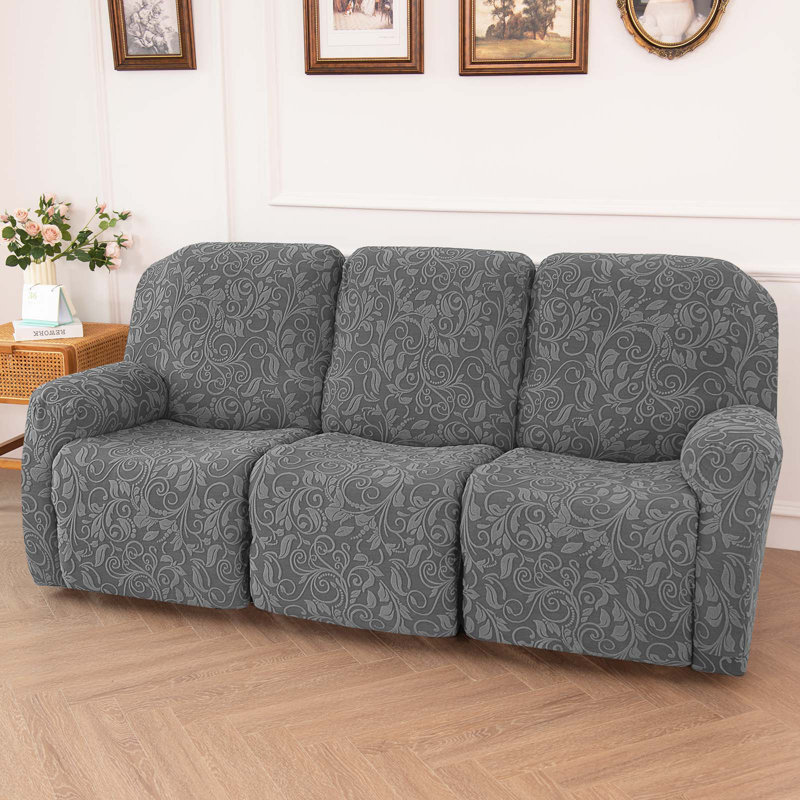 Housse tricotée pour fauteuil inclinable en jacquard, Polyester gris