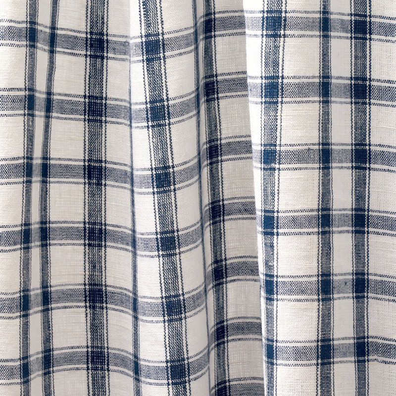 Crawford Linen Check Fabric, Indigo