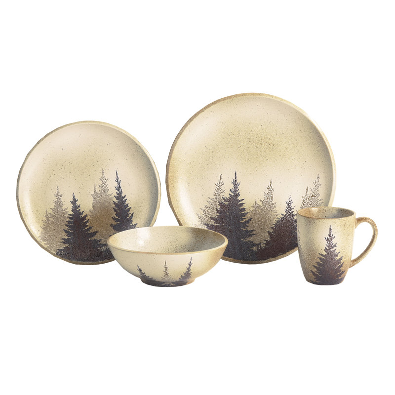 Christmas Variegated Glaze Porcelain 16-Piece Dinnerware Set