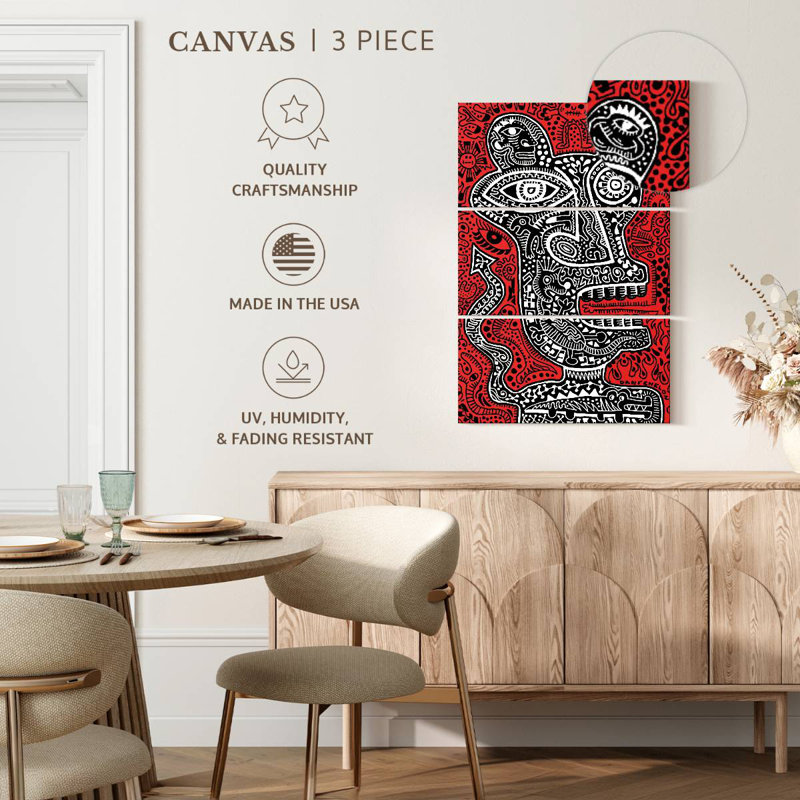 Kelan Tiki Head I Red, 74" H x 48" W