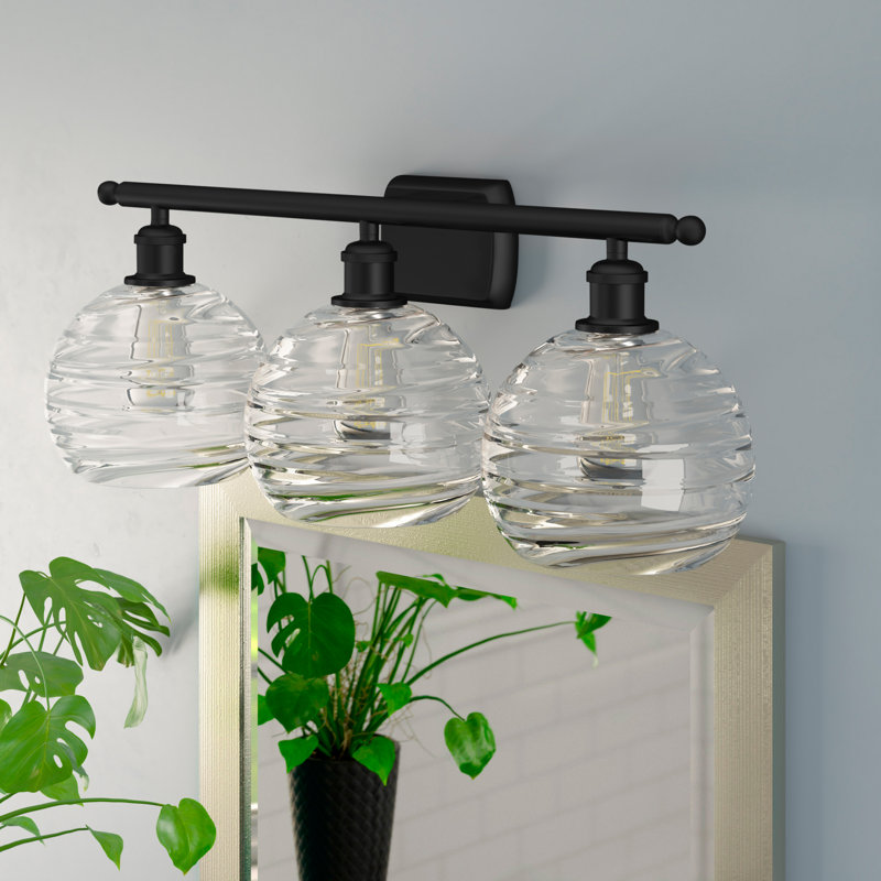 Éclairage de salle de bain à intensité variable 3 lumières Halvorson, Transparent, Blanc / chrome poli, Ampoule non incluse