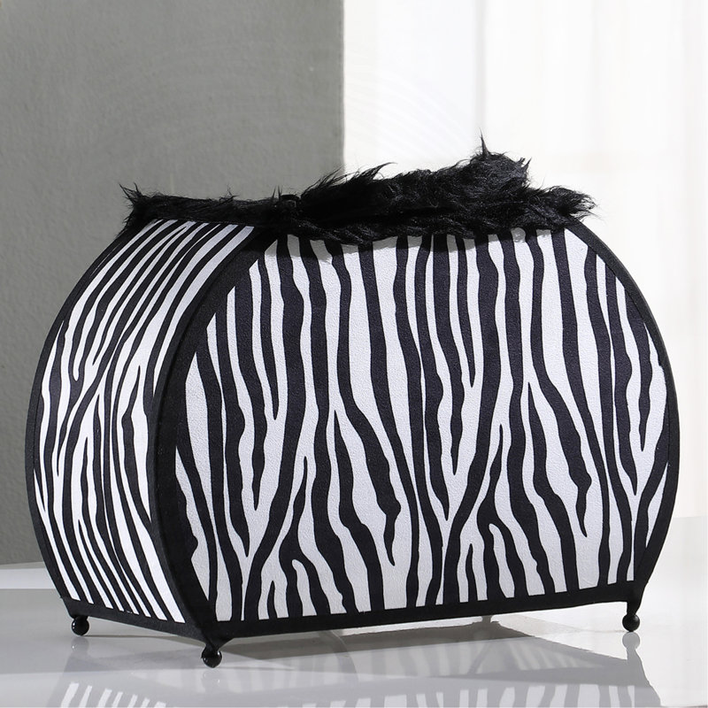 11.75" In Zebra Animal Print Purse W/ Black Faux Handle Table Lamp
