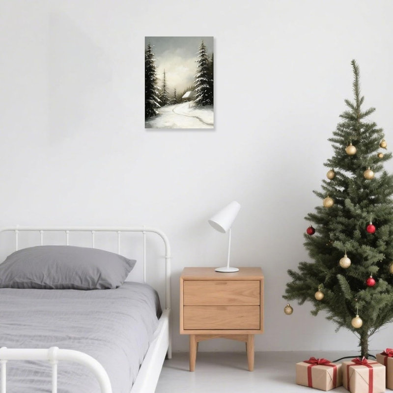 «Snowscape Forest Landscape», art mural sur toile sans cadre 12 po x 16 po