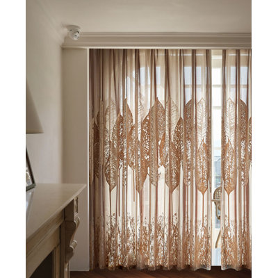 Rideau semi-transparent pour salon, 1 fenêtre à œillets, 1 panneau