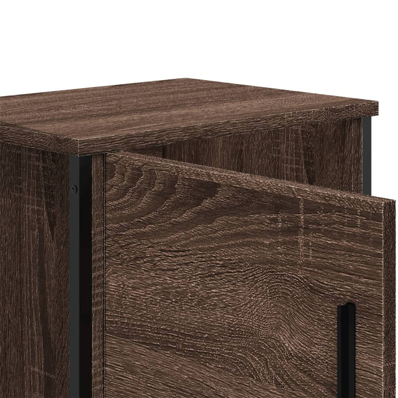 Alurd 40cm W Metal Bedside Table, Brown Oak 