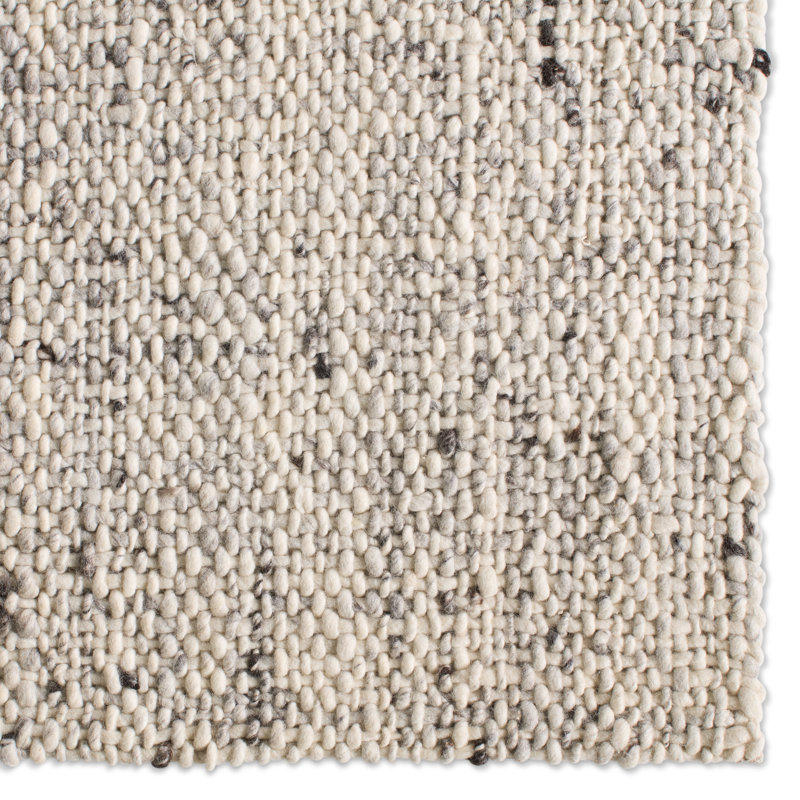 Wool Abstract Area Rug in Ivory/Gray, Rectangle 10' x 14'