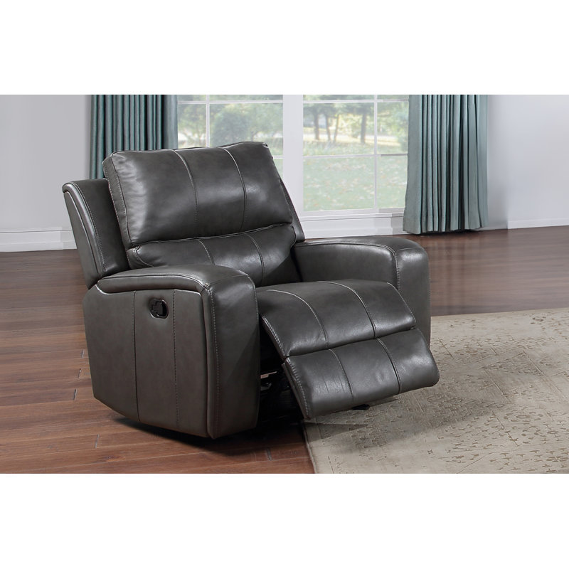 Joela Leather Glider Recliner, Manual - Push Back, Gray