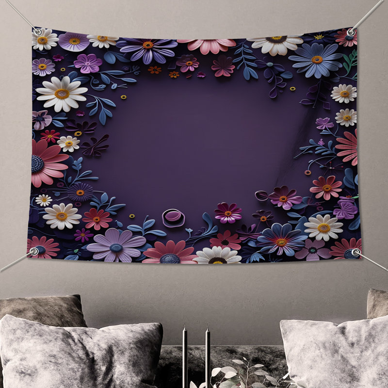 Tapisserie florale - Décoration murale nature, 104in H x88 with 4 Grommets
