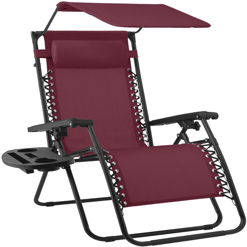  Méridienne de patio pliante extra large 30 po avec abat-jour réglable - Bourgogne, Bourgogne