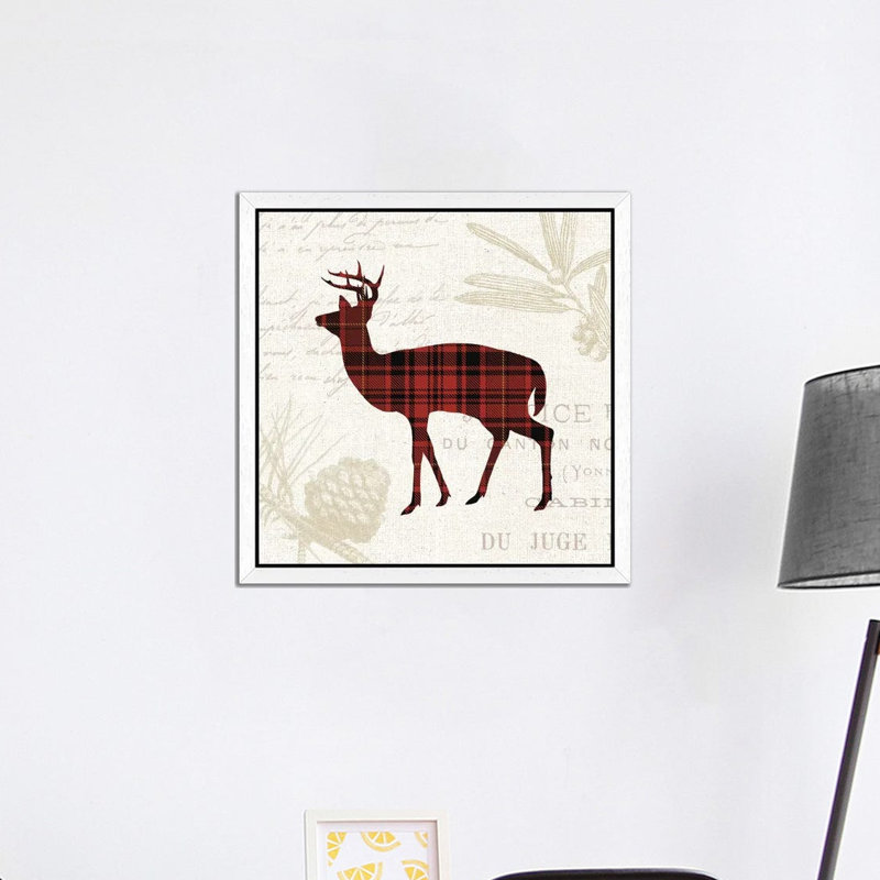 Plaid Lodge II by Wild Apple Portfolio - Floater Frame Print on Canvas, White Framed