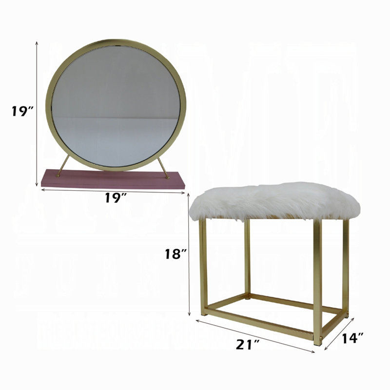 Miroir et tabouret de coiffeuse Adao, Doré