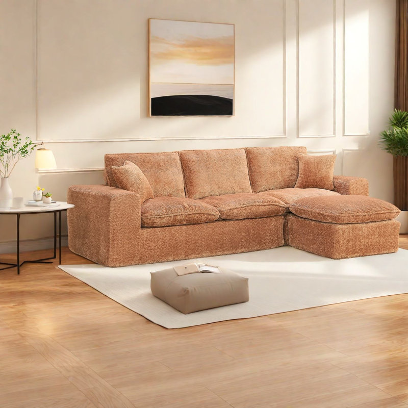 Canapés modulaires confortables et confortables, tissu Boucle, méridienne réversible pour la maison