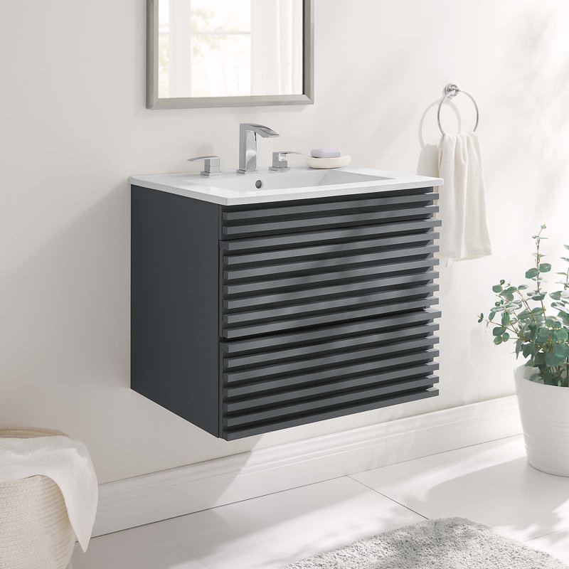 Modway Render 24" Wall-Mount Bathroom Vanity, Gray