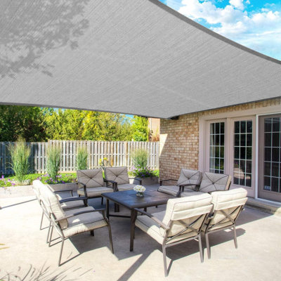 Sun Shade Sail Canopy Patio Shade Cloth Outdoor Cover Sunshade Fabric Awning Shelter For Pergola Backyard Garden Carport Grey Rectangle